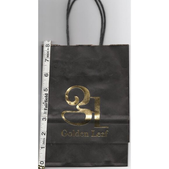 Golden Leaf Black Paper Gift Bag Marijuana Gold Foil Logo Handles Colorado Pot - Picture 3 of 3
